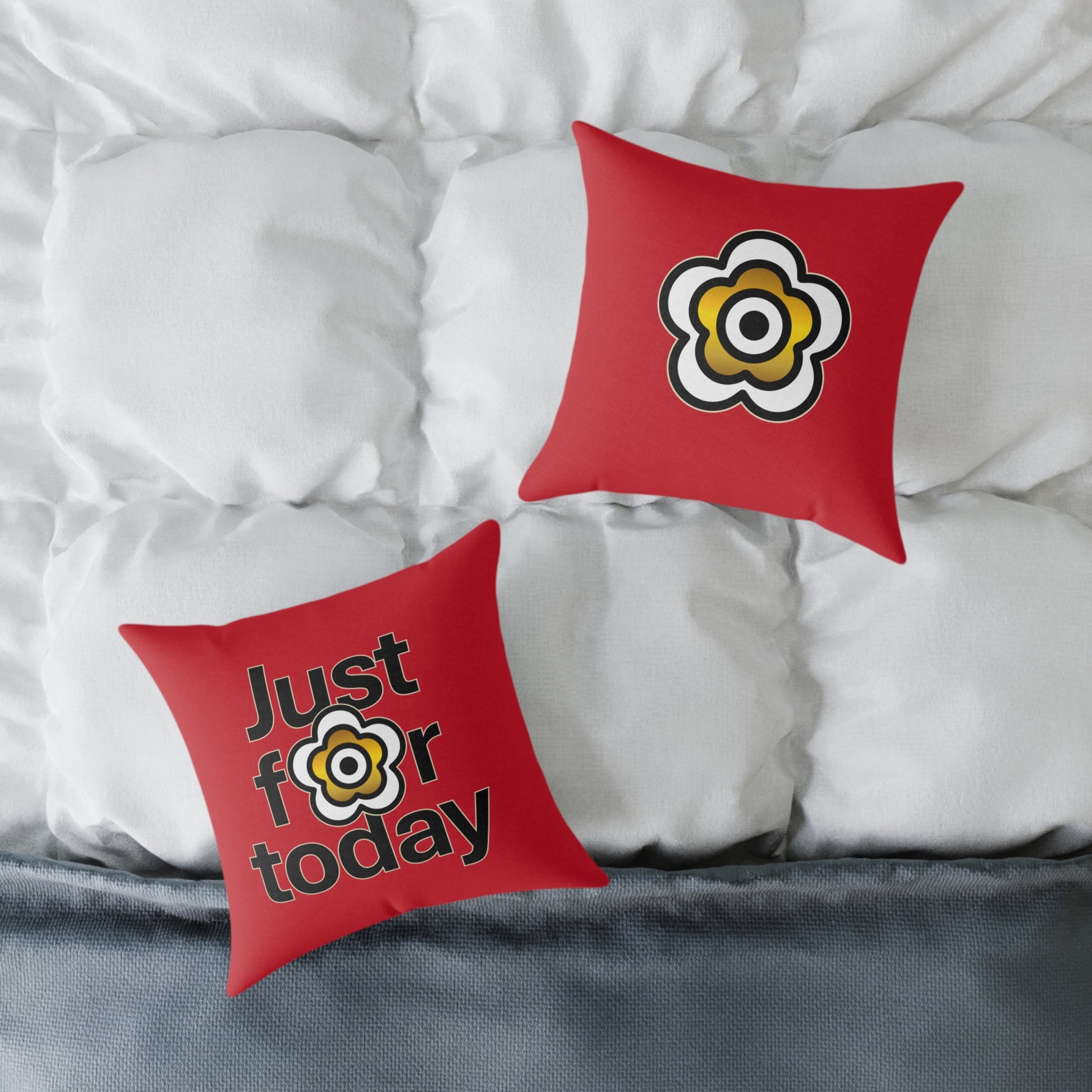 P🌺🌺P2Poppies Just for Today 16" x 16" Cushion – Recovery Inspiration Pillow